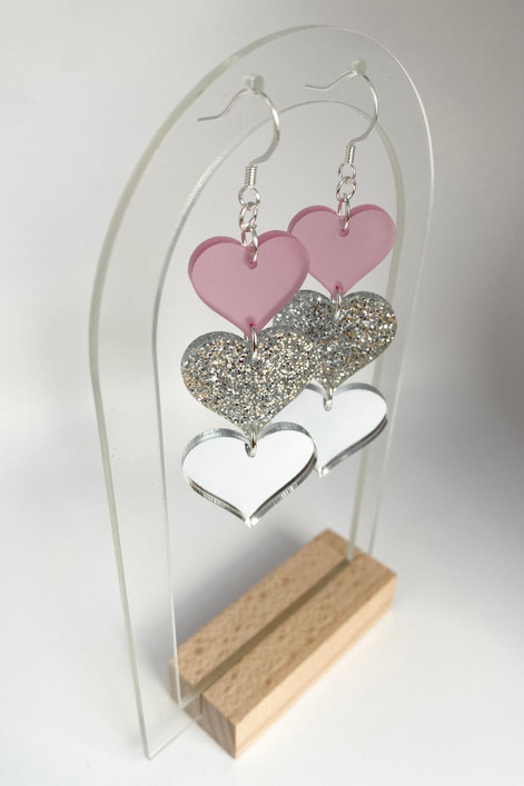 Sydänketju, vaaleanpunainen-hopea