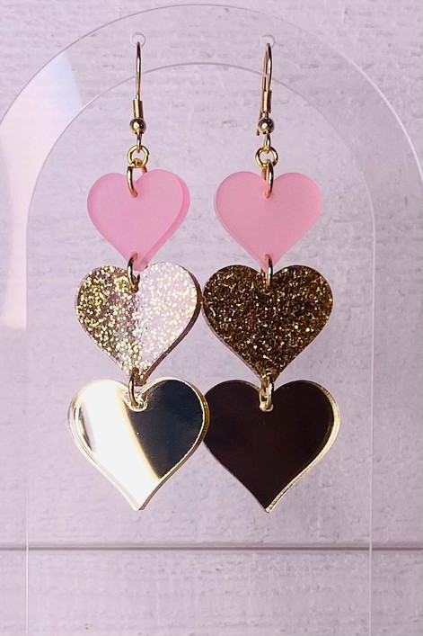 Sydänketju, vaaleanpunainen-kultaa