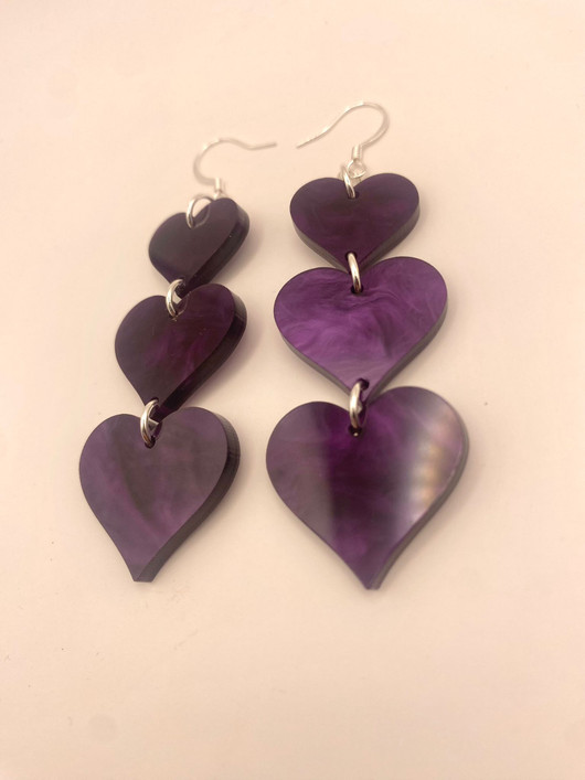 Sydänketju, marmoroitu violetti