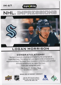 Logan Morrison 2024-25 Upper Deck Synergy -NHL Impressions Green /99 #IM-67