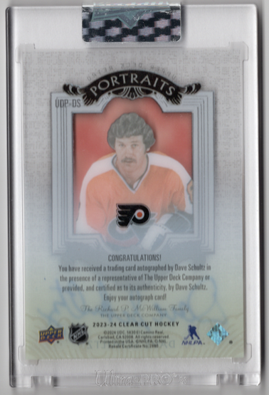 Dave Schultz 2023-24 Upper Deck Clear Cut - 2003-04 UD Classic Portraits Autos Silver /35 #UDP-DS