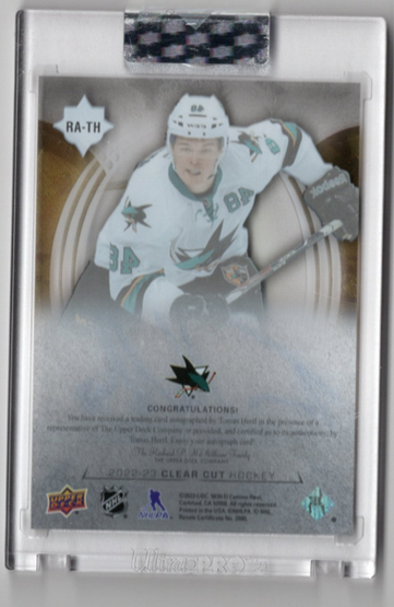 Tomas Hertl 2023-24 Upper Deck Clear Cut - Update 2022-23 Rookie Tribute Autos #RA-TH
