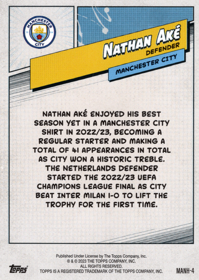 2023-24 Topps Manchester City Fan Set - Heroes Electro #MANH-4 Nathan Ake