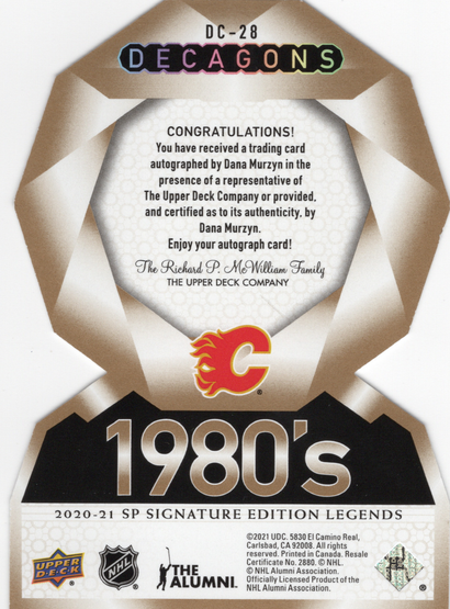 2020-21 SP Signature Edition Legends - Decagons Gold Autographs #DC-28 Dana Murzyn AU