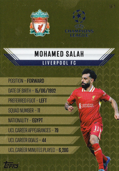  2024-25 Topps Match Attax UEFA Club Competitions - Gold Edge Edition #GE4 Mohamed Salah