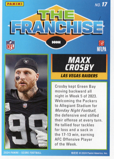 2024 Panini Score The Franchise #17 Maxx Crosby