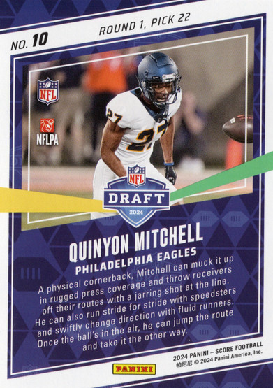 2024 Panini Score NFL Draft #10 Quinyon Mitchell