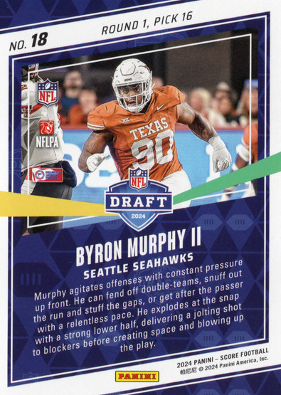2024 Panini Score NFL Draft #18 Byron Murphy II