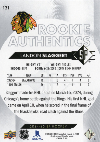 2024-25 SP Patterned Foilboard #121 Landon Slaggert RA