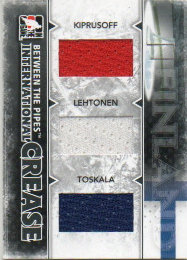 2009-10 Between The Pipes International Crease Black #IC04 Miikka Kiprusoff/Kari Lehtonen/Vesa Toskala