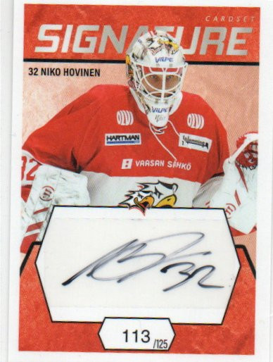 2021-22 Cardset Niko Hovinen Signature /125