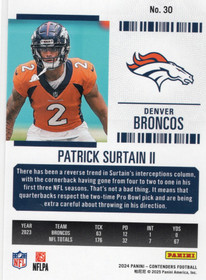 2024 Panini Contenders Game Ticket Red #30 Patrick Surtain II