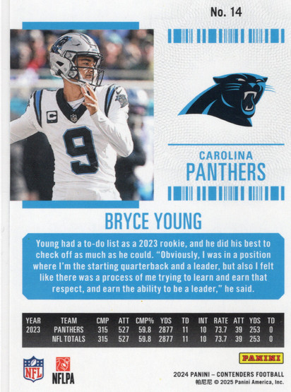 2024 Panini Contenders Game Ticket Red #14 Bryce Young