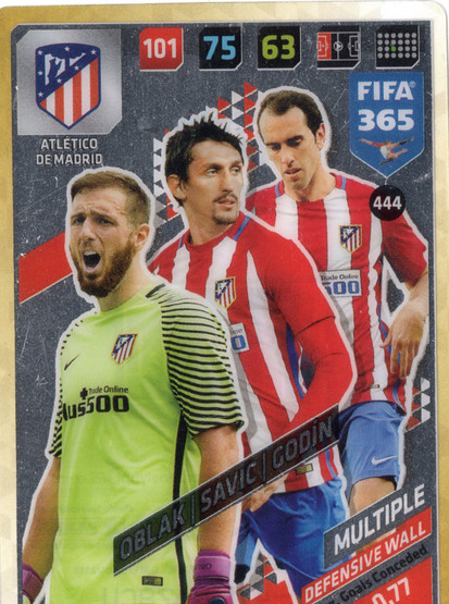 2017-18 Panini Adrenalyn XL FIFA 365 #444 Oblak / Savic / Godin DW
