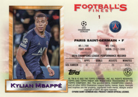 2021-22 Topps Finest Flashbacks UEFA Champions League 1993 Jumbo All-Stars #1 Kylian Mbappe