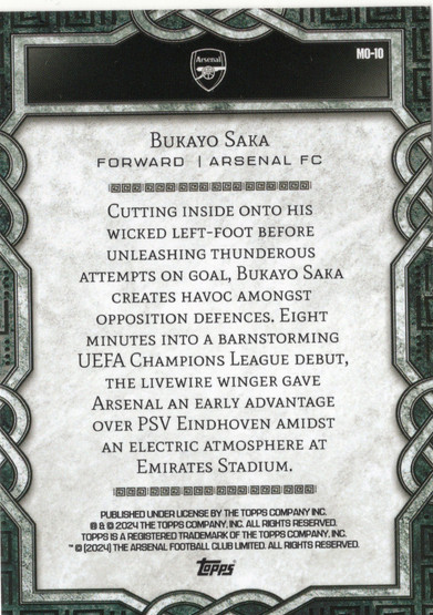 2024-25 Topps Arsenal Fan Set Monolith #MO10 Bukayo Saka