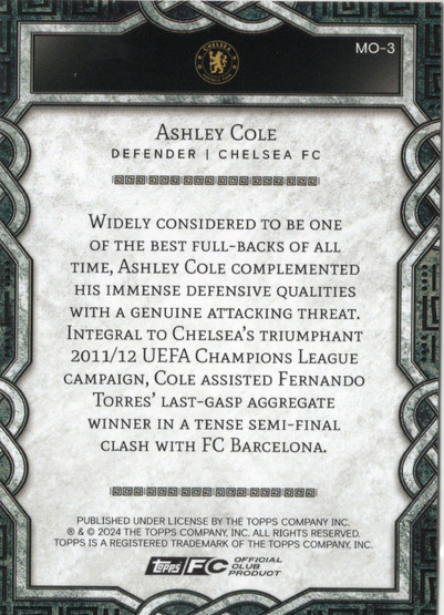 2024-25 Topps Chelsea Fan Set Monolith #MO3 Ashley Cole