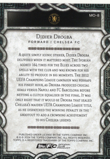 2024-25 Topps Chelsea Fan Set Monolith #MO8 Didier Drogba