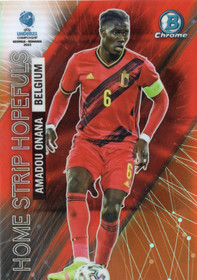 2022 Bowman Chrome Road to UEFA U21 Euros Home Strip Hopefuls Orange Refractors #HS3 Amadou Onana SN25