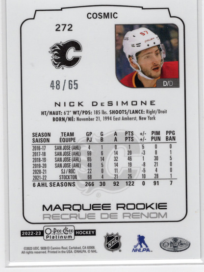 2022-23 O-Pee-Chee Platinum Cosmic #272 Nick DeSimone MR, SN65, RC