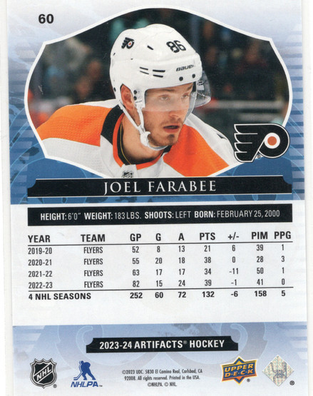 2023-24 Upper Deck Artifacts Emerald #60 Joel Farabee SN99