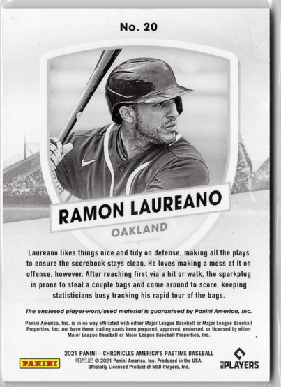 2021 Panini Chronicles America's Pastime Swatches #20 Ramon Laureano MEM