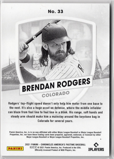 2021 Panini Chronicles #33 Brendan Rodgers
