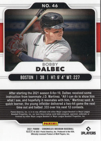 2021 Panini Chronicles Obsidian #46 Bobby Dalbec RC