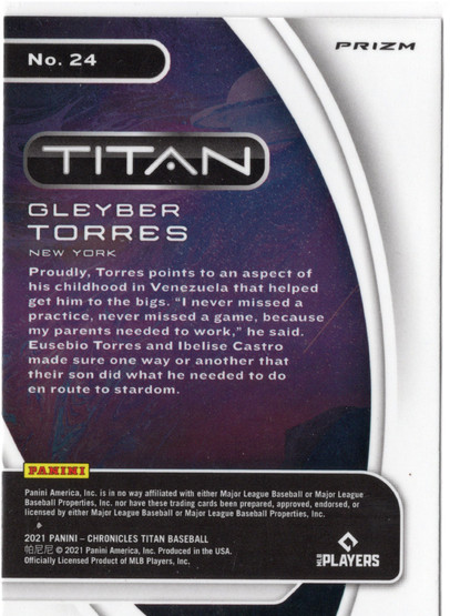 2021 Panini Chronicles Titan Building Blocks #24 Gleyber Torres