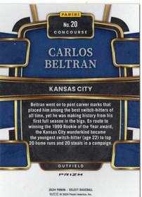 2024 Panini Select Orange Flash Prizms #20 Carlos Beltran