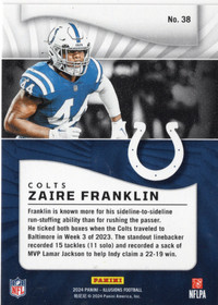 2024 Panini Illusions Orange Trophy Collection #38 Zaire Franklin