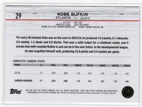 2024-25 Topps Chrome Blue Basketball Refractor #29 Kobe Bufkin