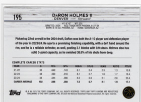 2024-25 Topps Chrome Blue Basketball Refractor #195 DaRon Holmes II RC