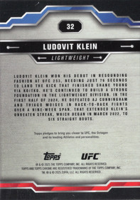 2025 Topps Chrome UFC Aqua Refractor #32 Ludovit Klein SN199