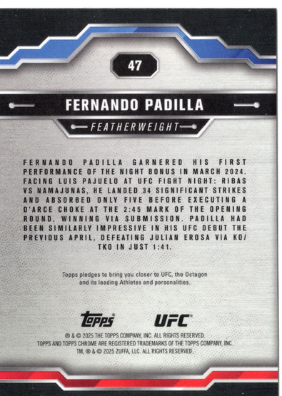 2025 Topps Chrome UFC Sepia Refractor #47 Fernando Padilla