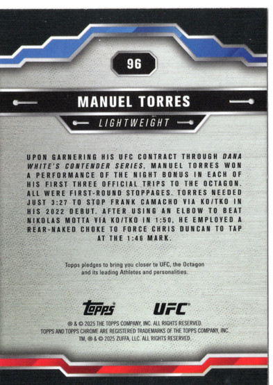 2025 Topps Chrome UFC Prism Refractor #96 Manuel Torres