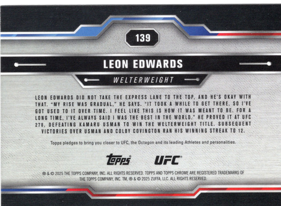 2025 Topps Chrome UFC Sepia Refractor #139 Leon Edwards