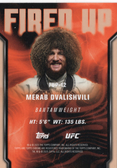2025 Topps Chrome UFC Fired Up #FUP12 Merab Dvalishvili
