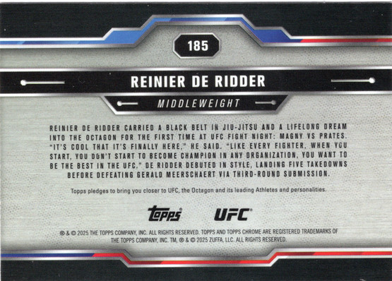 2025 Topps Chrome UFC Geometric #185 Reinier De Ridder RC