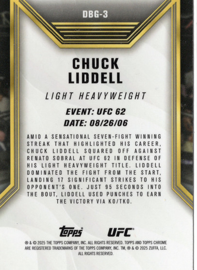 2025 Topps Chrome UFC Dare to Be Great #DBG3 Chuck Liddell
