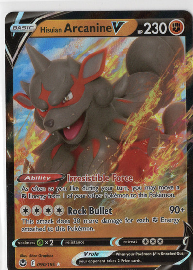 Pokemon Hisuian Arcanine V 090/195 Silver Tempest Ultra Rare