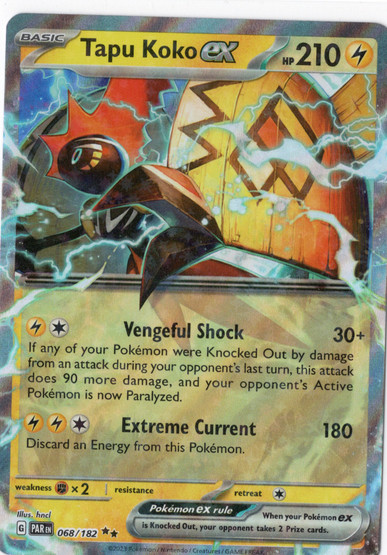 Pokemon Tapu Koko ex 068/182 Paradox Rift Double Rare