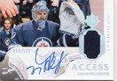 2019-20 Upper Deck Ultimate Collection 2018-19 Upper Deck Ultimate Collection Update Ultimate Access Jersey Autograph #UAACH Connor Hellebuyck AU, MEM, SN125