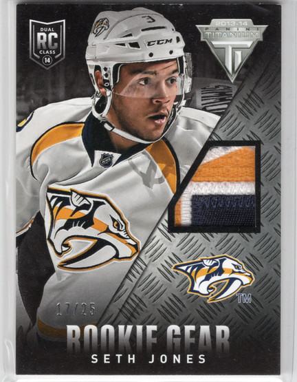 2013-14 Panini Rookie Anthology Titanium Update Rookie Gear Patch #RGSJ Seth Jones MEM, SN25