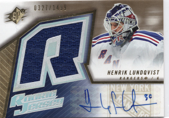 2005-06 SPx #173 Henrik Lundqvist RJ, AU, MEM, RC, SN1499