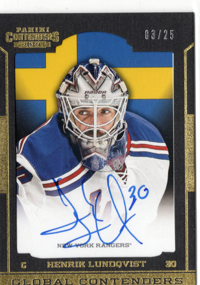 2013-14 Panini Contenders Global Contenders Autographs #GCHL Henrik Lundqvist AU, SN25