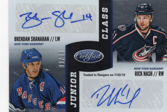2012-13 Panini Certified Junior Class Signatures #JCSN Brendan Shanahan / Rick Nash AU, SN25