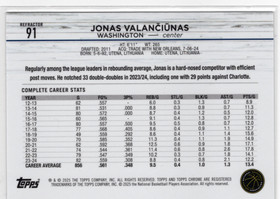 2024-25 Topps Chrome Refractor #91 Jonas Valanciunas