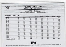 2024-25 Topps Chrome Refractor #30 Clyde Drexler