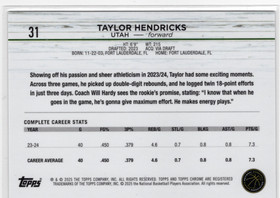 2024-25 Topps Chrome Purple Refractor #31 Taylor Hendricks